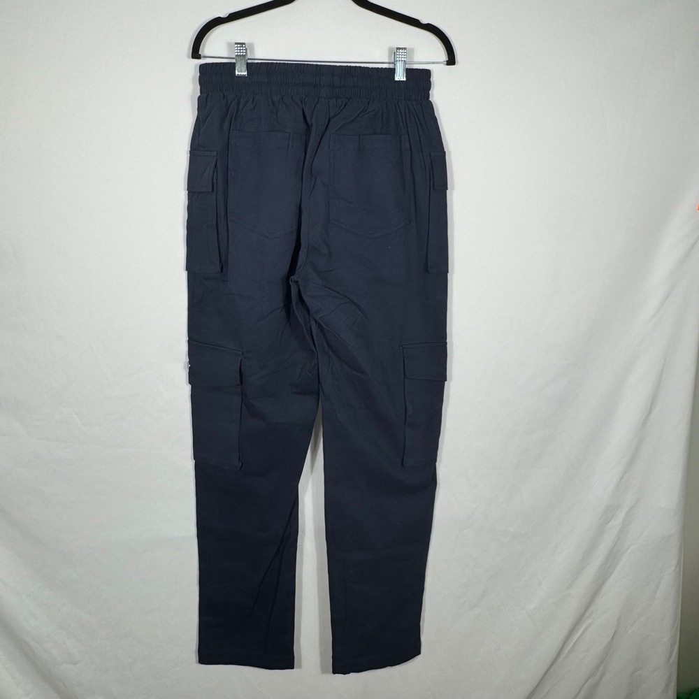 Nova Men Worker Cargo Pants Blue Medium Utility Relaxed Fit Drawstring - Picture 5 of 8